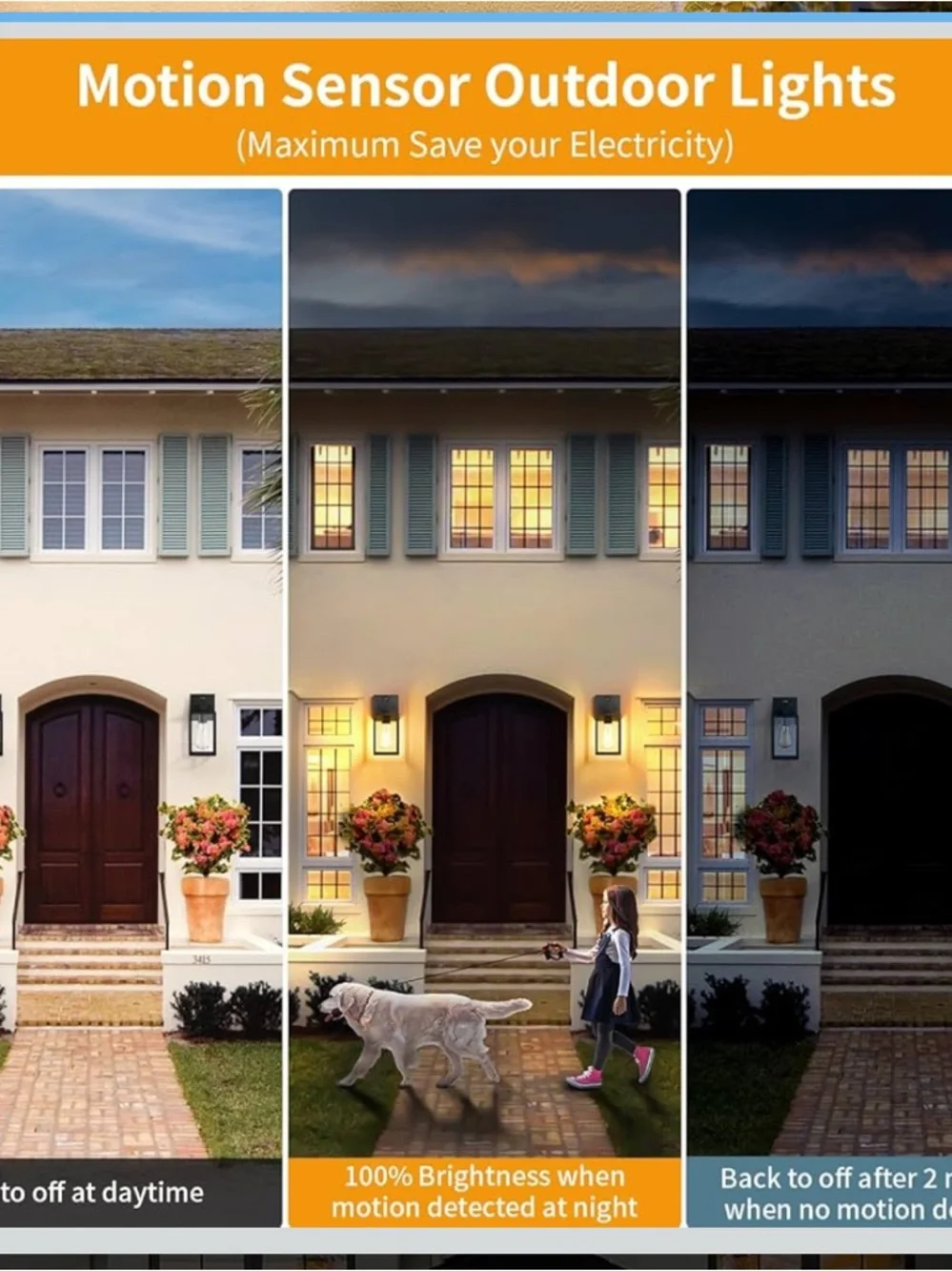 2 Pack Motion Sensor Outdoor Light Fixtures Wall Mount